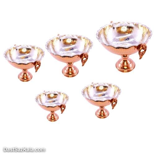 میوه خوری مسی پایه دار زنجان 5 عددی در 5 سایز کد SHH-80