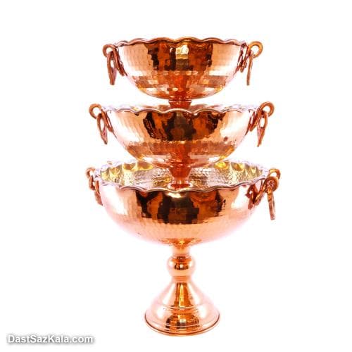 میوه خوری مسی پایه دار زنجان 5 عددی در 5 سایز کد SHH-80