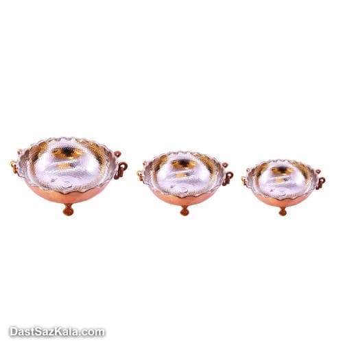 میوه خوری مسی سه پایه زنجان 3 عددی در 3 سایز کد SHH-84