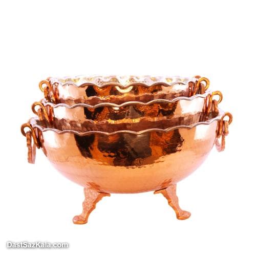 میوه خوری مسی سه پایه زنجان 3 عددی در 3 سایز کد SHH-84