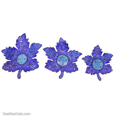 دیوارکوب میناکاری مسی طرح برگ مجموعه 3 عددی کد LT-109