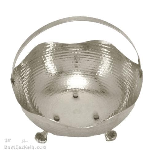 سبد میوه مسی سفید مدل لاله 19 سانتیمتری سایز کوچک کد AH-99
