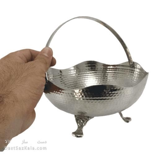 سبد میوه مسی سفید مدل لاله 19 سانتیمتری سایز کوچک کد AH-99