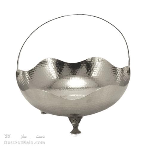 سبد میوه مسی سفید مدل لاله 21 سانتیمتری سایز متوسط کد AH-98