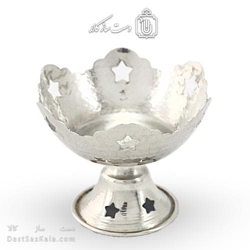 ست هفت سین و بستنی خوری مسی سفید مدل ستاره ای 6 تایی AH-62