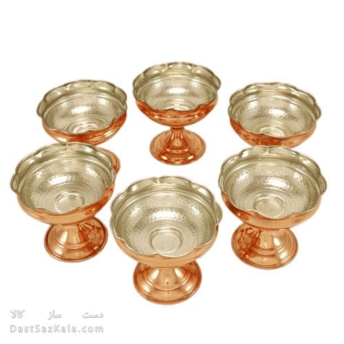 ست هفت سین و بستنی خوری مسی پایه دار 10سانتی 6 تایی AH-58