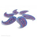 ست بشقاب میناکاری مسی طرح بته جقه 5 تایی پایه دار کد LT-14