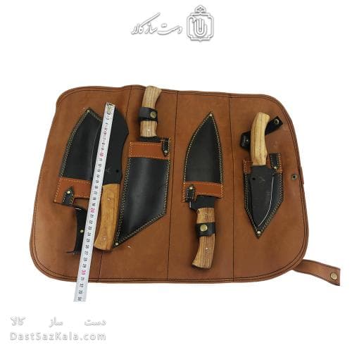 ست چاقوی طبیعت گردی به همراه کیف چرمی مجموعه 4 عددی کد MS-13