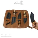 ست چاقوی طبیعت گردی به همراه کیف چرمی مجموعه 4 عددی کد MS-13