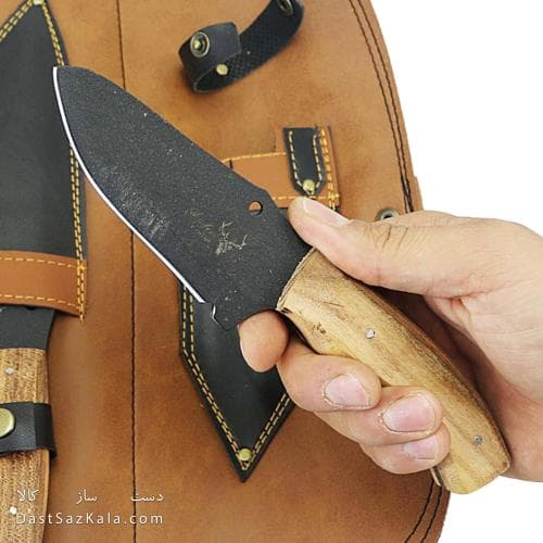 ست چاقوی طبیعت گردی به همراه کیف چرمی مجموعه 4 عددی کد MS-13