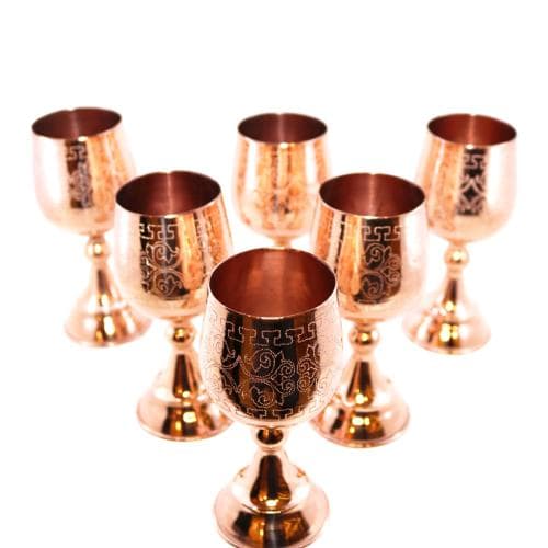 ست گلاسه مسی طرح دار توپی 6 عددی کد SSH-52