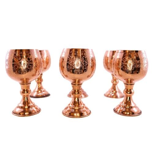 ست گلاسه مسی طرح دار توپی 6 عددی کد SSH-56