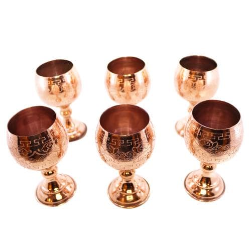 ست گلاسه مسی طرح دار توپی 6 عددی کد SSH-56