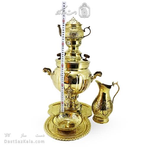 سرویس سماور برنجی ذغالی آینه ای 6 لیتری کد AH-139