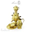 سرویس سماور ذغالی برنجی طرح دار 6 لیتری کد AH-138