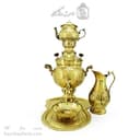 سرویس سماور ذغالی برنجی طرح دار 6 لیتری کد AH-138