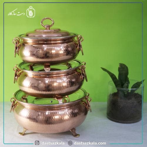 سرویس سوفله خوری مسی درب دار زنجان در سه سایز کد PA-23