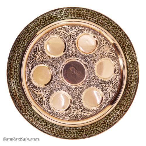 سرویس شربت خوری مسی خاتم کاری شده مجموعه 8 عددی کد MJ-97