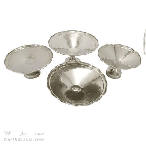 سرویس مسی پذیرایی سفید با روکش کروم مدل دیبا 4 تایی کد AH-20