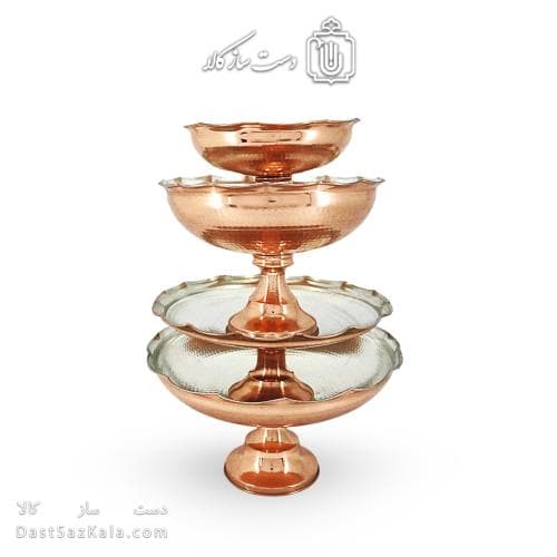 سرویس پذیرایی مسی زنجان مدل خورشیدی مجموعه 4 عددی کد AAS-10