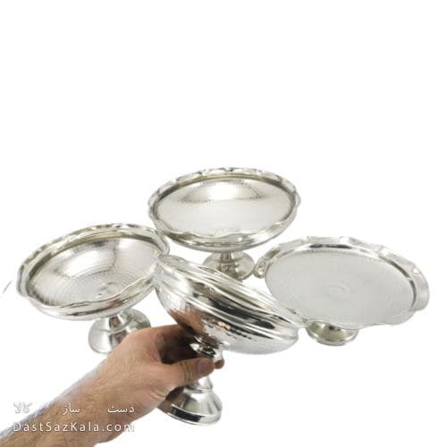 سرویس پذیرایی مسی سفید با روکش کروم مدل لبه چین 4 تایی AH-21