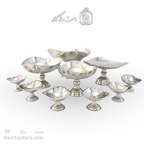 سرویس پذیرایی مسی سفید جدید پایه دار نانو شده 10 تیکه AH-110