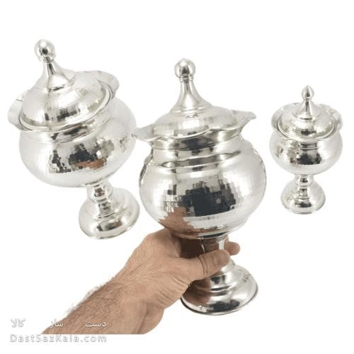 سرویس پذیرایی مسی سفید پایه دار نانو شده 3 تیکه AH-82