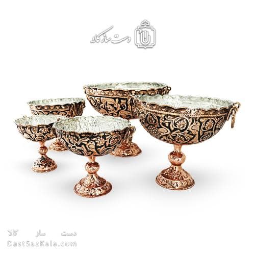 سرویس پذیرایی مسی سیاه قلم زنجان نانو شده در 5 سایز AH-111