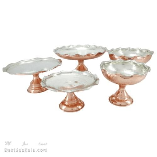 سرویس پذیرایی مسی پایه دار داخل سفید نانو شده 5 تیکه AH-100