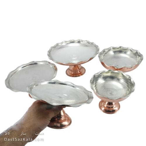 سرویس پذیرایی مسی پایه دار داخل سفید نانو شده 5 تیکه AH-100