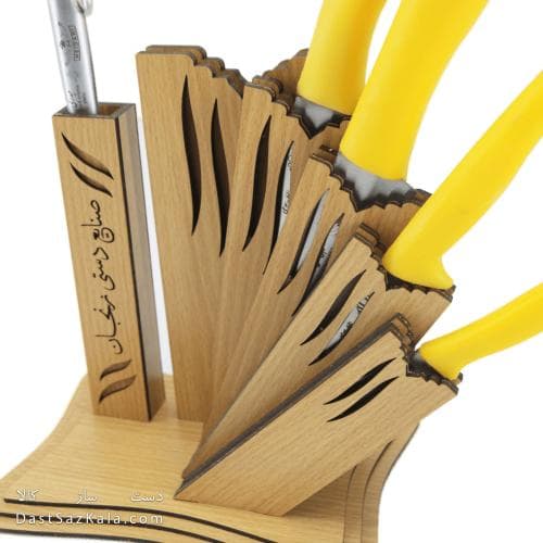 سرویس چاقو آشپزخانه زنجان 6 پارچه با پایه چوبی MN-20