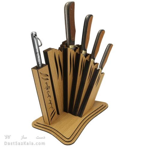 سرویس چاقو آشپزخانه زنجان 6 پارچه با پایه چوبی MN-38