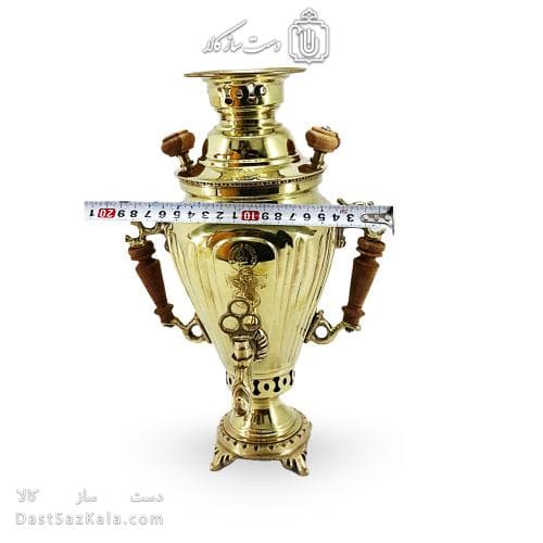 سماور برنجی ذغالی 1.5 لیتری مدل آینه ای کد AH-152