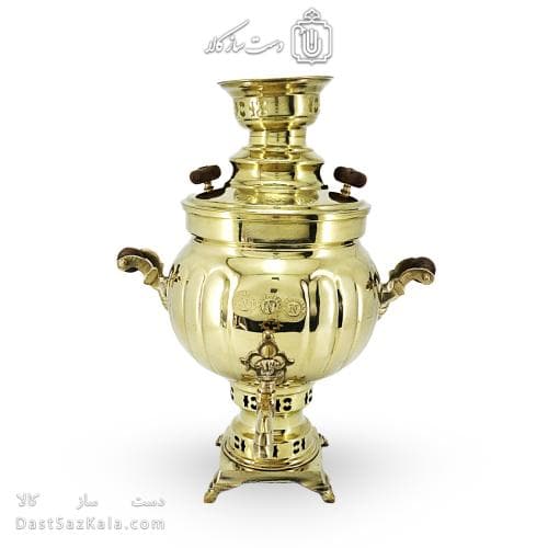 سماور برنجی زغالی آینه ای زنجان 6 لیتری کد AH-145