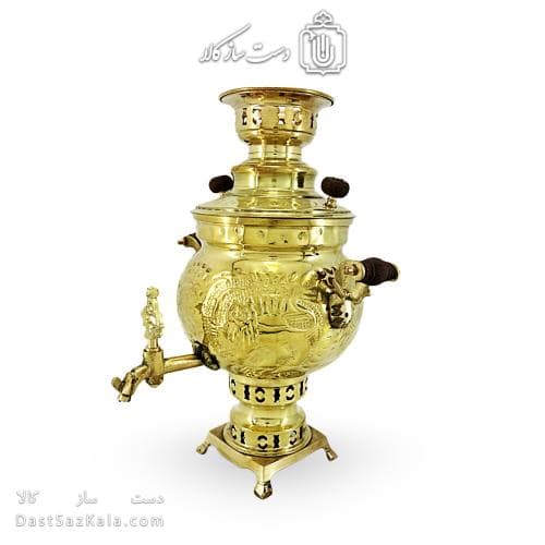 سماور ذغالی برنجی طرح دار 3 لیتری کد AH-137