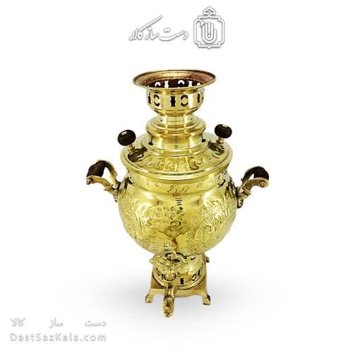 سماور ذغالی برنجی طرح دار 3 لیتری کد AH-137