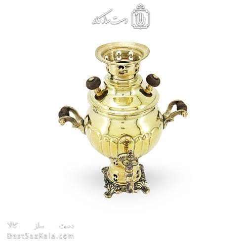 سماور ذغالی برنجی 1 لیتری مدل آینه ای کد AH-150