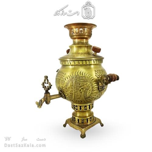 سماور زغالی برنجی آنتیک مدل هخامنشی 3 لیتری کد AH-135