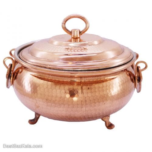 سوفله خوری مسی درب دار زنجان بزرگ سایز 3 کد PA-47