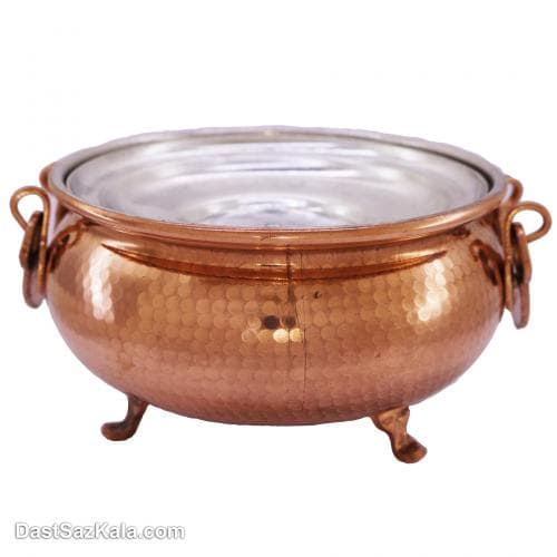 سوفله خوری مسی درب دار زنجان متوسط سایز 2 کد PA-46