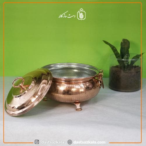سوفله خوری مسی درب دار زنجان متوسط سایز 2 کد PA-46