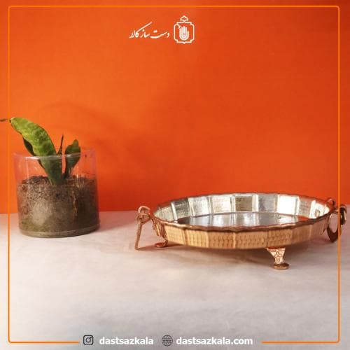 سینی مسی پایه دار زنجان سایز 2 دسته دار کد PA-41