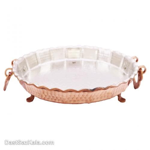 سینی مسی پایه دار زنجان سایز 3 دسته دار کد PA-42