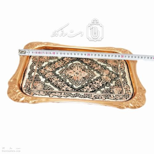 سینی مسی چای خوری الماس تراش نقره کوب شده کد MJ-131