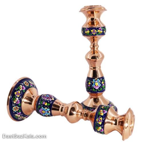 شمعدانی مسی طرح پرداز 22 سانتی 2 عددی کد MJ-31