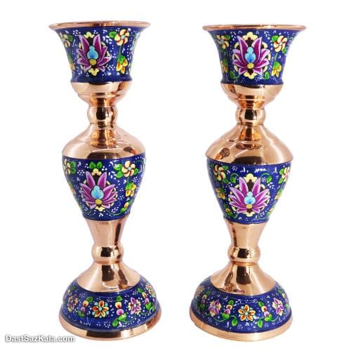 شمعدانی مس و پرداز 22 سانتی 2 عددی کد MJ-33