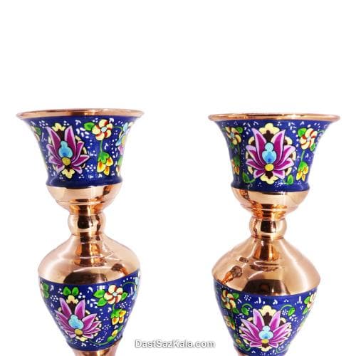 شمعدانی مس و پرداز 22 سانتی 2 عددی کد MJ-33