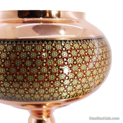 شکلات خوری مس و خاتم اصفهان 27 سانتی قرمز کد MJ-66