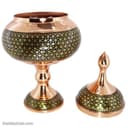 شکلات خوری مسی خاتم کاری شده پایه دار 30 سانتی کد MJ-64