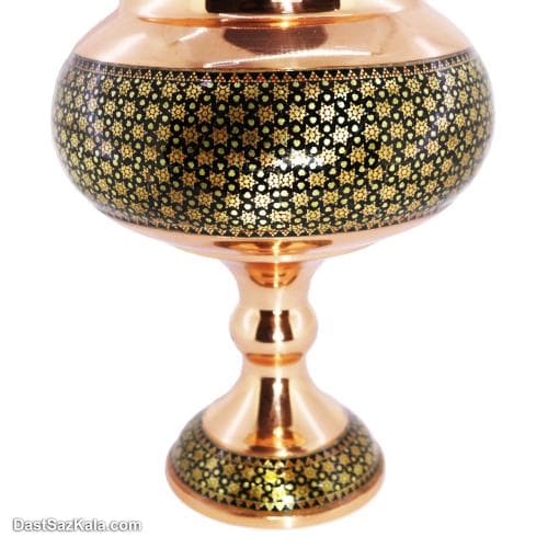 شکلات خوری مسی خاتم کاری شده پایه دار 30 سانتی کد MJ-64